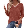 image:imageWIHOLL Long Sleeve Womens Shirts Lightweight Fall Tunic Top V Neck Sweaters03caramel