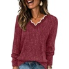 image:imageWIHOLL Long Sleeve Womens Shirts Lightweight Fall Tunic Top V Neck Sweaters03red