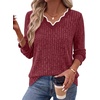 image:imageWIHOLL Long Sleeve Womens Shirts Lightweight Fall Tunic Top V Neck Sweaters03red