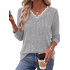 image:imageWIHOLL Long Sleeve Womens Shirts Lightweight Fall Tunic Top V Neck Sweaters04grey