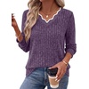 image:imageWIHOLL Long Sleeve Womens Shirts Lightweight Fall Tunic Top V Neck Sweaters04purple