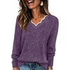 image:imageWIHOLL Long Sleeve Womens Shirts Lightweight Fall Tunic Top V Neck Sweaters04purple