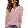 image:imageWIHOLL Long Sleeve Womens Shirts Lightweight Fall Tunic Top V Neck Sweaters05pink