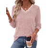 image:imageWIHOLL Long Sleeve Womens Shirts Lightweight Fall Tunic Top V Neck Sweaters05pink