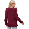 image:imageWIHOLL Puff Sleeve Tops for Women Crewneck Eyelet Tunic Shirts Fall Clothes