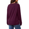 image:imageWIHOLL Sweatshirt for Women V Neck Sweaters Long Sleeve Shirts Fall Clothes Ribbed Collar 2025 Trendy FashionFuchsia