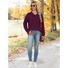 image:imageWIHOLL Sweatshirt for Women V Neck Sweaters Long Sleeve Shirts Fall Clothes Ribbed Collar 2025 Trendy FashionFuchsia
