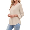 image:imageWIHOLL Womens Blouses Dressy Casual 34 Length Sleeve Tops Lace Trendy 2026 Spring Summer V Neck Shirts Vacation OutfitsBeige