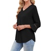 image:imageWIHOLL Womens Blouses Dressy Casual 34 Length Sleeve Tops Lace Trendy 2026 Spring Summer V Neck Shirts Vacation OutfitsBlack
