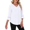 image:imageWIHOLL Womens Blouses Dressy Casual 34 Length Sleeve Tops Lace Trendy 2026 Spring Summer V Neck Shirts Vacation OutfitsClassic White