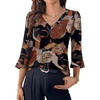 image:imageWIHOLL Womens Blouses Dressy Casual 34 Length Sleeve Tops Lace Trendy 2026 Spring Summer V Neck Shirts Vacation OutfitsFloral Print