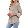 image:imageWIHOLL Womens Blouses Dressy Casual 34 Length Sleeve Tops Lace Trendy 2026 Spring Summer V Neck Shirts Vacation OutfitsPrint Brown