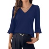 image:imageWIHOLL Womens Blouses Dressy Casual 34 Length Sleeve Tops Lace Trendy 2026 Spring Summer V Neck Shirts Vacation OutfitsPure Navy