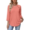 image:imageWIHOLL Womens Blouses Dressy Casual 34 Length Sleeve Tops Spring Summer Shirts Business Casual Outfits VacationCoral