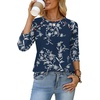 image:imageWIHOLL Womens Blouses Dressy Casual 34 Length Sleeve Tops Spring Summer Shirts Business Casual Outfits VacationFloral Navy
