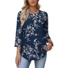 image:imageWIHOLL Womens Blouses Dressy Casual 34 Length Sleeve Tops Spring Summer Shirts Business Casual Outfits VacationFloral Navy