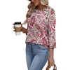 image:imageWIHOLL Womens Blouses Dressy Casual 34 Length Sleeve Tops Spring Summer Shirts Business Casual Outfits VacationPattern Pink Boho