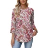 image:imageWIHOLL Womens Blouses Dressy Casual 34 Length Sleeve Tops Spring Summer Shirts Business Casual Outfits VacationPattern Pink Boho