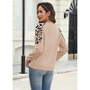 image:imageWIHOLL Womens Fall Sweaters Contrast Raglan Sleeve Tops Fashion ClothingApricotleopard