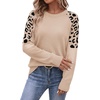 image:imageWIHOLL Womens Fall Sweaters Contrast Raglan Sleeve Tops Fashion ClothingApricotleopard