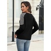 image:imageWIHOLL Womens Fall Sweaters Contrast Raglan Sleeve Tops Fashion ClothingBlackhoundstooth