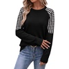 image:imageWIHOLL Womens Fall Sweaters Contrast Raglan Sleeve Tops Fashion ClothingBlackhoundstooth