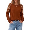 image:imageWIHOLL Womens Fall Sweaters Contrast Raglan Sleeve Tops Fashion ClothingCaramelleopard