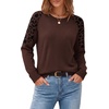 image:imageWIHOLL Womens Fall Sweaters Contrast Raglan Sleeve Tops Fashion ClothingChocolate Brownleopard
