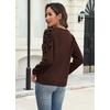 image:imageWIHOLL Womens Fall Sweaters Contrast Raglan Sleeve Tops Fashion ClothingChocolate Brownleopard