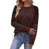 image:imageWIHOLL Womens Fall Sweaters Contrast Raglan Sleeve Tops Fashion ClothingChocolate Brownleopard
