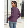 image:imageWIHOLL Womens Fall Sweaters Contrast Raglan Sleeve Tops Fashion ClothingGrey Purpleleopard