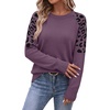image:imageWIHOLL Womens Fall Sweaters Contrast Raglan Sleeve Tops Fashion ClothingGrey Purpleleopard