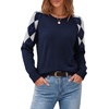 image:imageWIHOLL Womens Fall Sweaters Contrast Raglan Sleeve Tops Fashion ClothingNavy Bluediamond