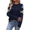 image:imageWIHOLL Womens Fall Sweaters Contrast Raglan Sleeve Tops Fashion ClothingNavy Bluediamond