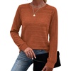 image:imageWIHOLL Womens Long Sleeve Tops Fall Outfits Crewneck Shirts Winter ClothingCaramel