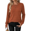 image:imageWIHOLL Womens Long Sleeve Tops Fall Outfits Crewneck Shirts Winter ClothingCaramel