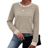 image:imageWIHOLL Womens Long Sleeve Tops Fall Outfits Crewneck Shirts Winter ClothingKhaki