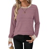 image:imageWIHOLL Womens Long Sleeve Tops Fall Outfits Crewneck Shirts Winter ClothingPurple Pink