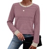 image:imageWIHOLL Womens Long Sleeve Tops Fall Outfits Crewneck Shirts Winter ClothingPurple Pink
