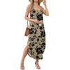 image:imageWIHOLL Womens Maxi Dresses for Women Casual Long Summer Sun Dresses 2026 Spaghetti Strap Hawaiian Vacation Outfits for WomenFloral Black Flowers