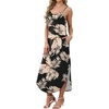 image:imageWIHOLL Womens Maxi Dresses for Women Casual Long Summer Sun Dresses 2026 Spaghetti Strap Hawaiian Vacation Outfits for WomenFloral Black Leaves