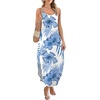 image:imageWIHOLL Womens Maxi Dresses for Women Casual Long Summer Sun Dresses 2026 Spaghetti Strap Hawaiian Vacation Outfits for WomenFloral Blue Leaves