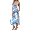 image:imageWIHOLL Womens Maxi Dresses for Women Casual Long Summer Sun Dresses 2026 Spaghetti Strap Hawaiian Vacation Outfits for WomenFloral Blue Leaves
