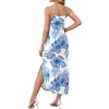 image:imageWIHOLL Womens Maxi Dresses for Women Casual Long Summer Sun Dresses 2026 Spaghetti Strap Hawaiian Vacation Outfits for WomenFloral Blue Leaves