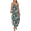 image:imageWIHOLL Womens Maxi Dresses for Women Casual Long Summer Sun Dresses 2026 Spaghetti Strap Hawaiian Vacation Outfits for WomenFloral Frond