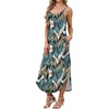 image:imageWIHOLL Womens Maxi Dresses for Women Casual Long Summer Sun Dresses 2026 Spaghetti Strap Hawaiian Vacation Outfits for WomenFloral Frond