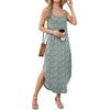 image:imageWIHOLL Womens Maxi Dresses for Women Casual Long Summer Sun Dresses 2026 Spaghetti Strap Hawaiian Vacation Outfits for WomenFloral Green White Print