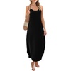 image:imageWIHOLL Womens Maxi Dresses for Women Casual Long Summer Sun Dresses 2026 Spaghetti Strap Hawaiian Vacation Outfits for WomenPlain Black
