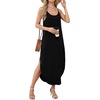 image:imageWIHOLL Womens Maxi Dresses for Women Casual Long Summer Sun Dresses 2026 Spaghetti Strap Hawaiian Vacation Outfits for WomenPlain Black