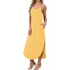 image:imageWIHOLL Womens Maxi Dresses for Women Casual Long Summer Sun Dresses 2026 Spaghetti Strap Hawaiian Vacation Outfits for WomenPlain Yellow